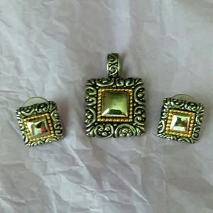 Matching necklace and earrings.